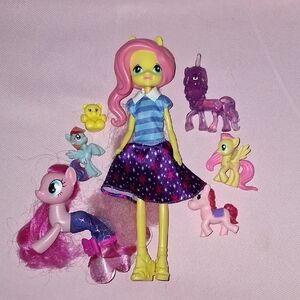My Little Pony Doll with Pink and Blue Outfit and Pony Friends